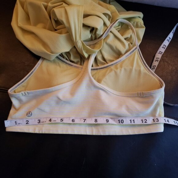 Lululemon no limits Yellow  whiteTank Top with built in bra size 8 - Picture 11 of 13